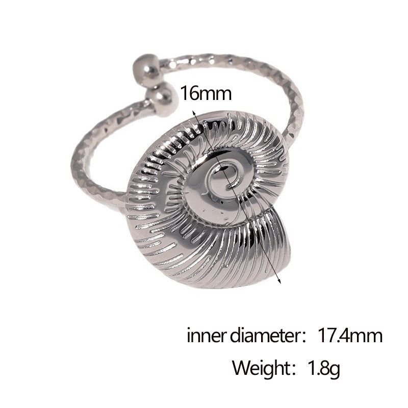 Wholesale Ocean-Style Seashell Titanium Steel Ring