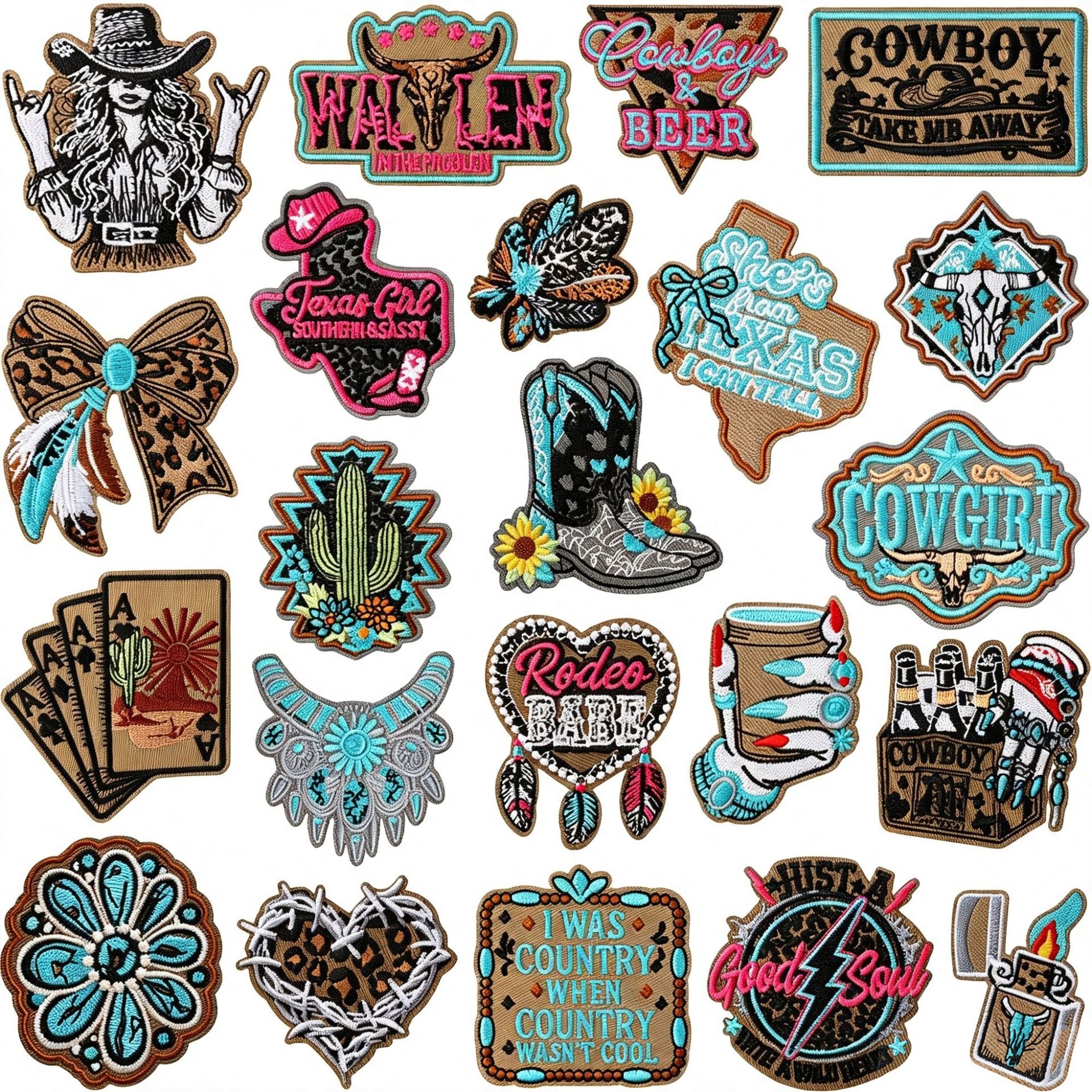 Wholesale Western Cowboy Cactus Embroidered Iron On Patches DIY et And Bag Crafts Boutique Resale
