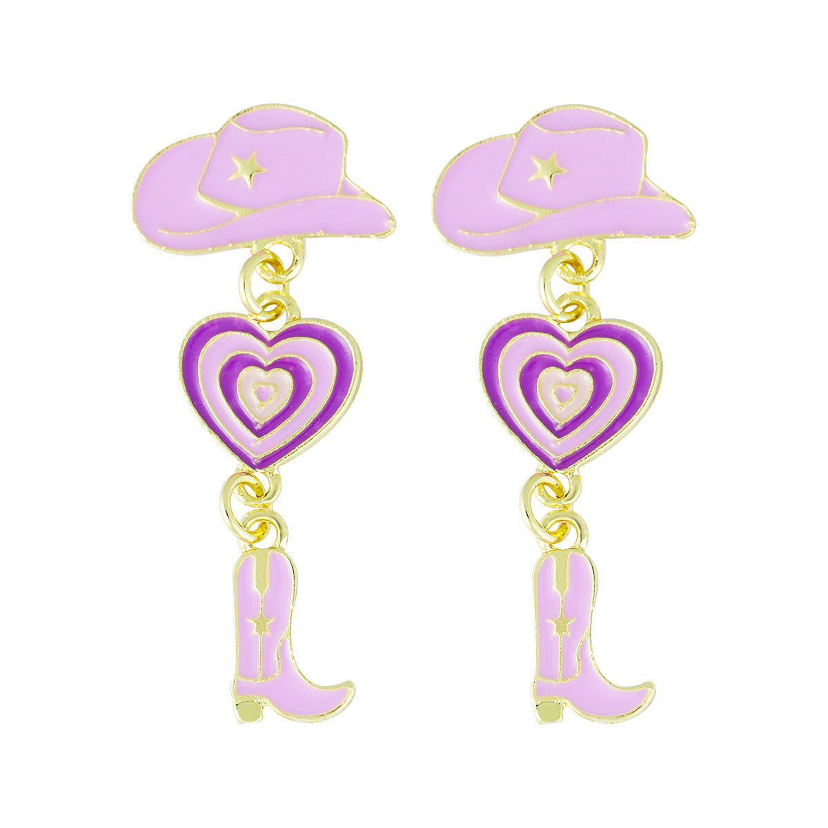 Wholesale Western Cowboy Hats Boots Heart shaped Earrings