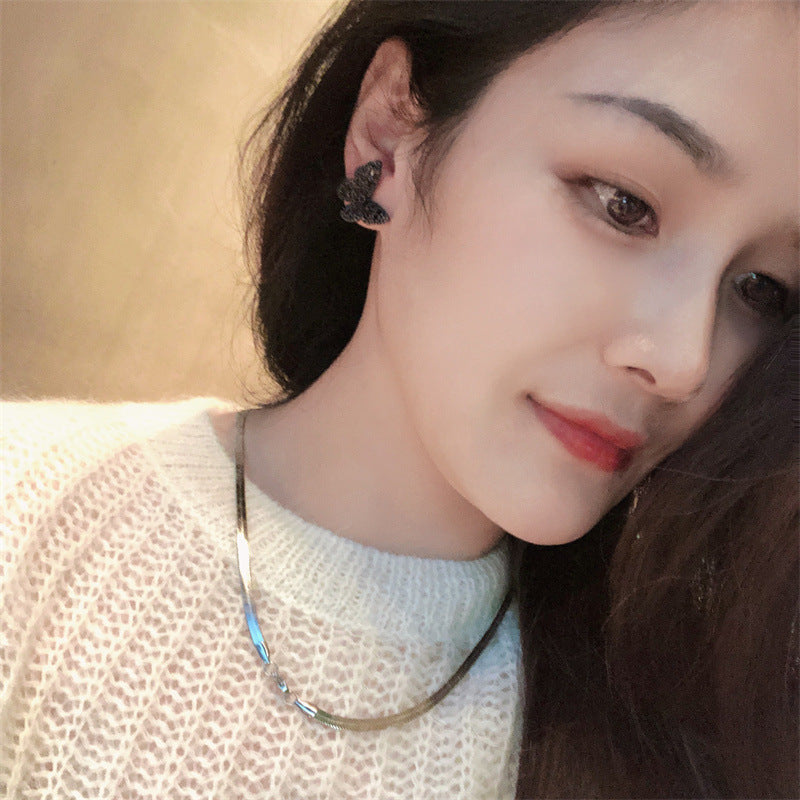 Wholesale S925 Silver Needle Three-dimensional Butterfly Electroplating Earrings