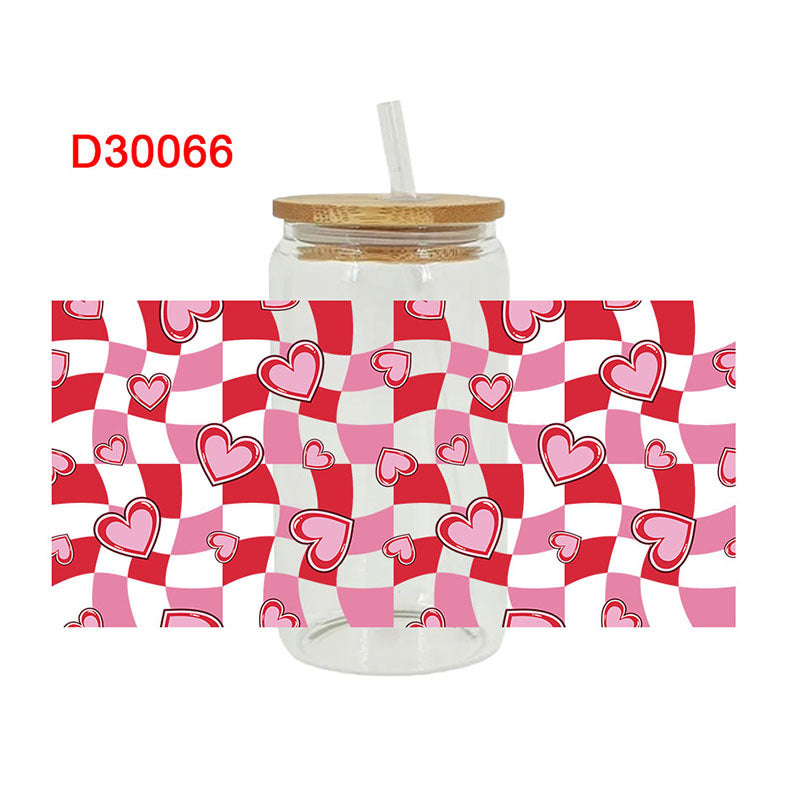 Wholesale Pink Bow Love Valentine's Day 16oz Cup UV DTF Wraps