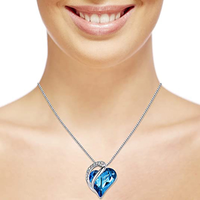 Wholesale Ocean Heart Love Crystal Necklace