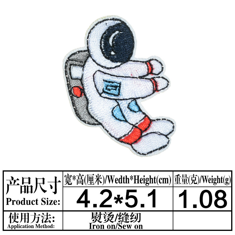 Wholesale Space Astronaut Embroidered Patch Twill Fabric DIY Craft Supply Decorative Towel Home Decor