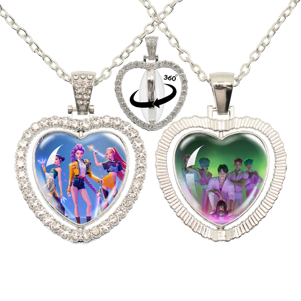 Wholesale Cartoon Cute Girl Time Gem Peach Heart Water Diamond Necklace OLY Exclusive