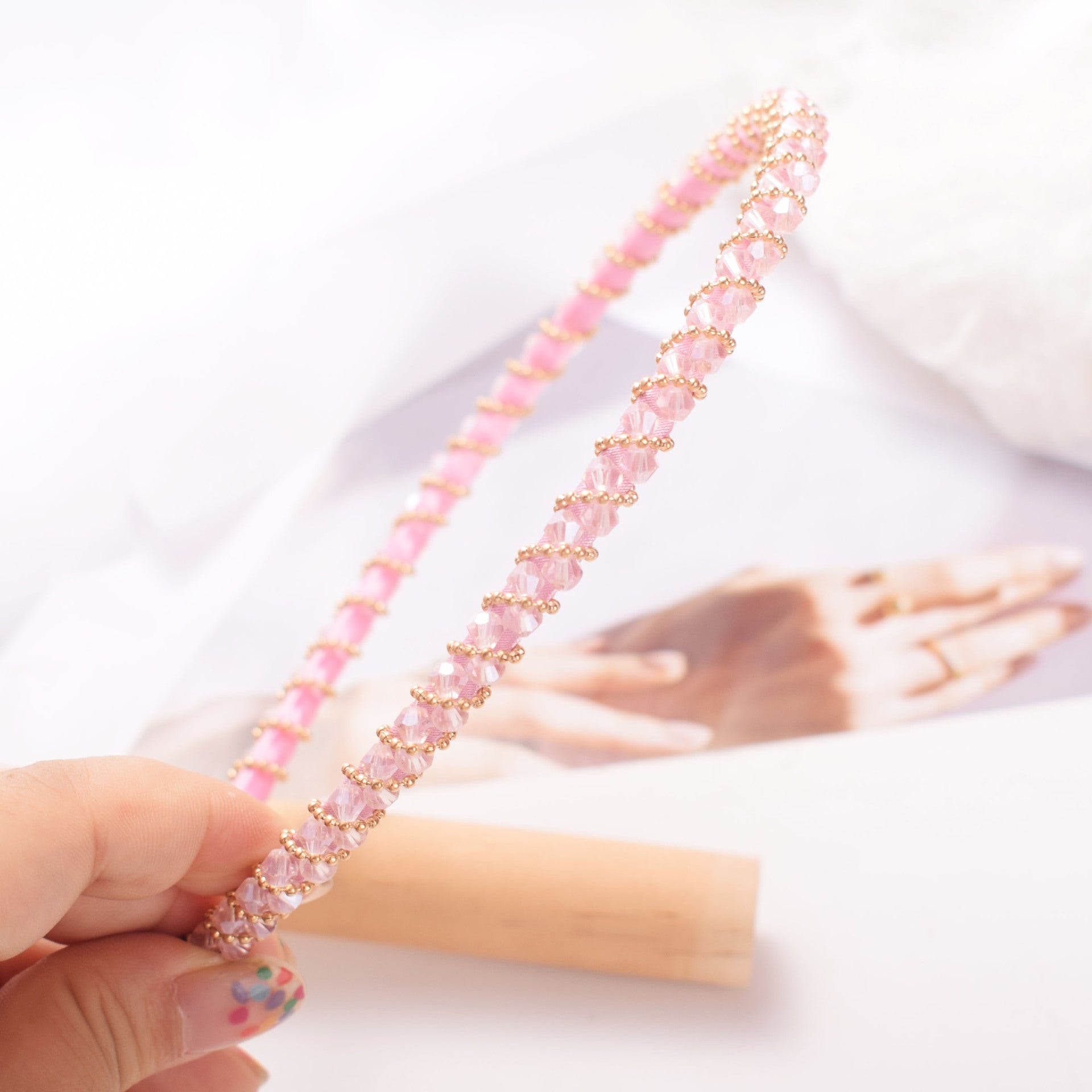 Wholesale Crystal Hand Braided Thin Edge Headband