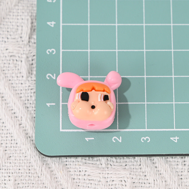 Wholesale 5pcs/pack cartoon rubber  girl straight hole beads OLY Exclusive