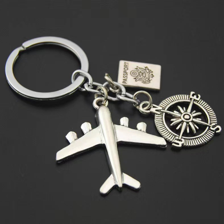 Wholesale No Matter Where Airplane Compass Camera Travel Keychain