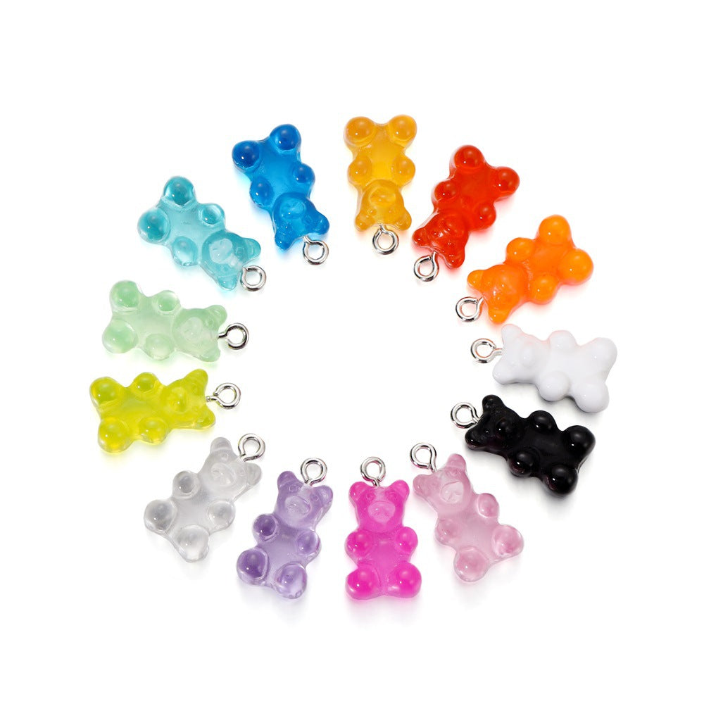 Wholesale 10pcs/pack Candy Color Cartoon Bear Pendant Beads