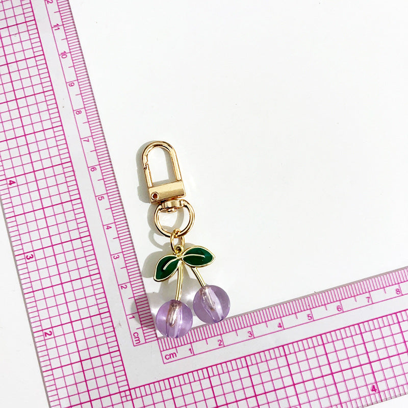 Wholesale Red cherry pendant fruit key metal keychain