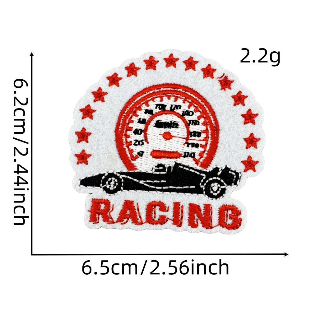 Wholesale Black and White Racing Flag Series Embroidery DIY Patches