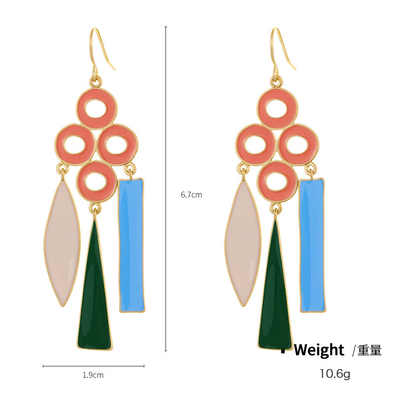 Wholesale Copper Plated Enamel Drop Oil Vintage Earrings