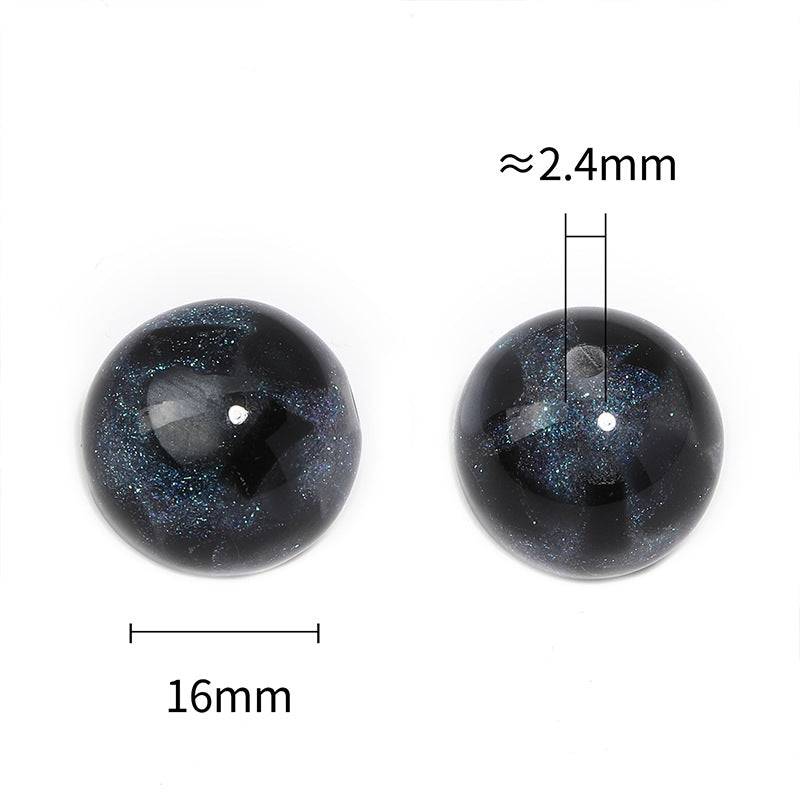 Wholesale 50pcs 16mm Fine Glitter Love Resin Round Beads Multi-color DIY Beaded Straight Hole Beads