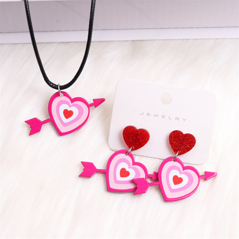 Wholesale Valentine's Day Checkerboard Flower Love Rose Red Lip Acrylic Earrings