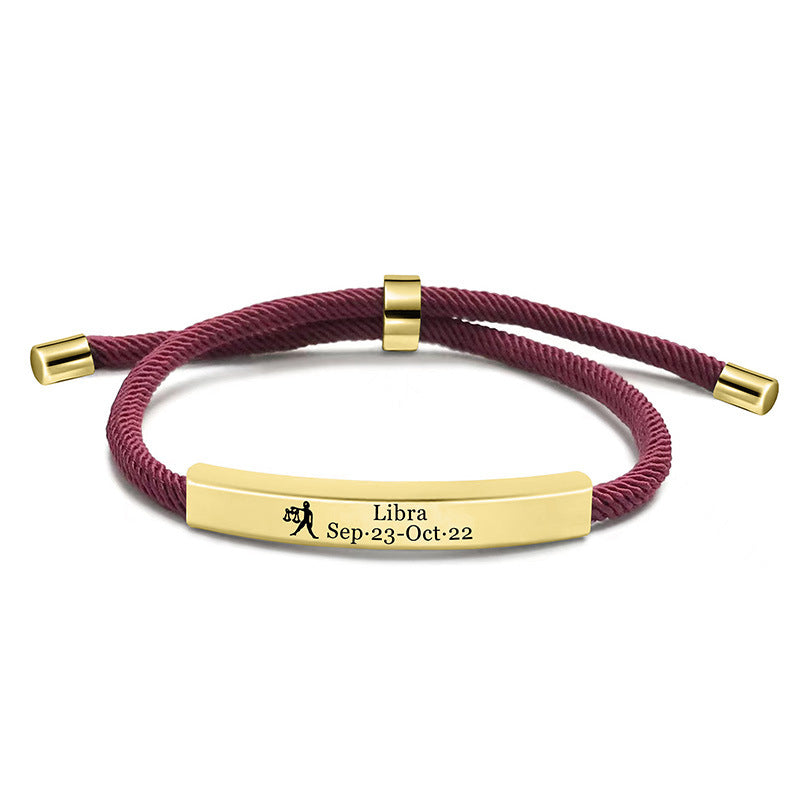 Wholesale 12 Constellations Multicolor Woven Stainless Steel Necklace