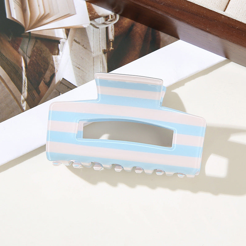 Wholesale Trendy Mermaid Blue Striped French Semicircle Hair Claw Clip For Women PVC Hair Accessory For Everyday Styling And Boutique Resale