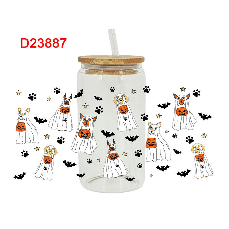 Wholesale Pumpkin Ghost Halloween 16oz Cup UV DTF Wraps