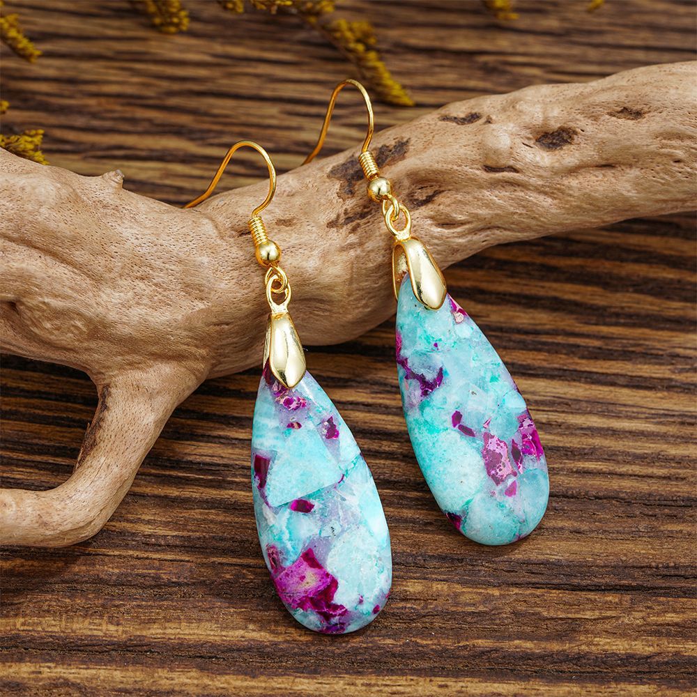 Wholesale Natural Stone Long Bohemian Earrings