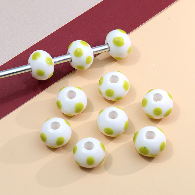 Wholesale Colorful Polka Dot Ceramic Handpainted String Beads