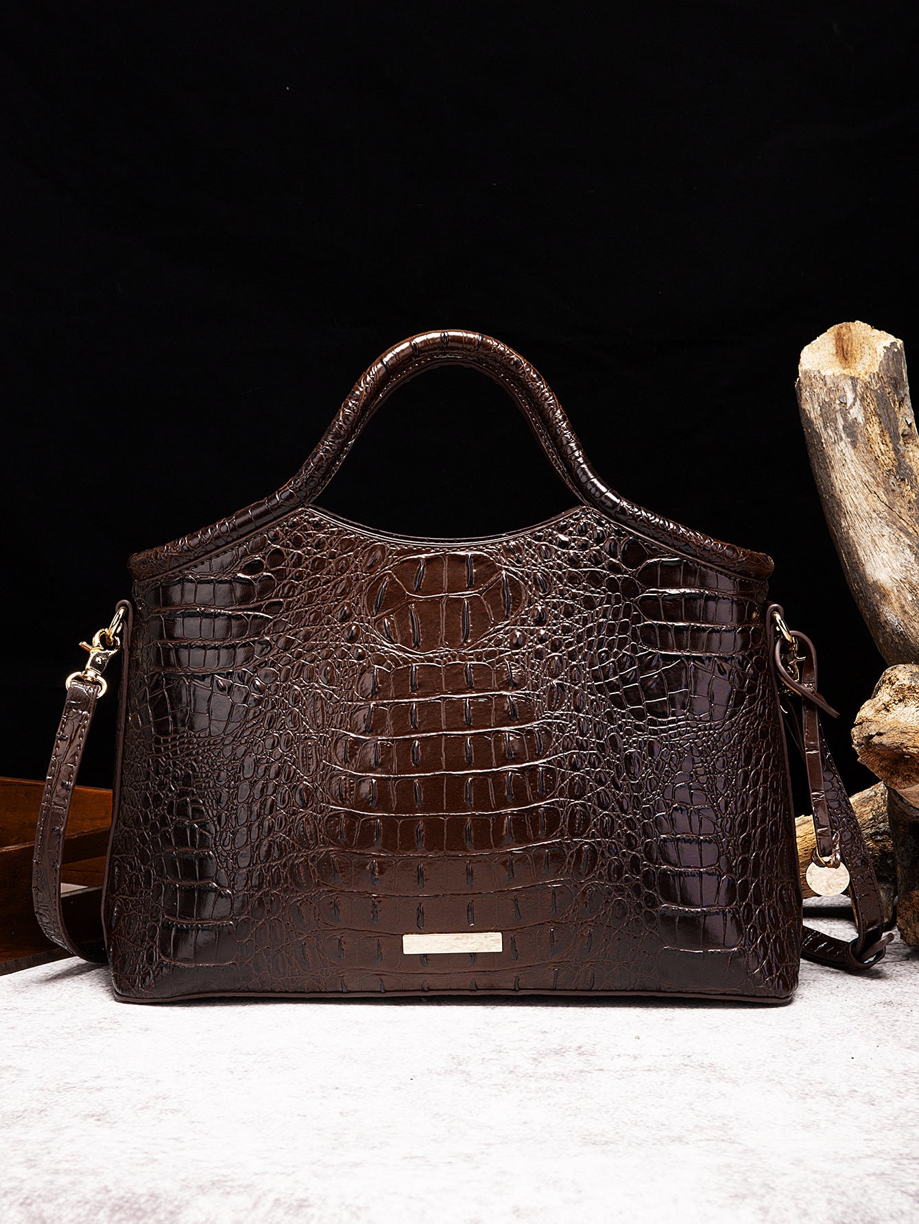 Wholesale PU Hand-held Crossbody Retro Multi-color Three-dimensional Concave and Convex Crocodile Pattern Shoulder Bag