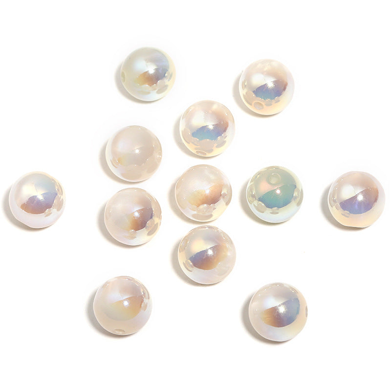 Wholesale UV color coated milk tea cat's eye high gloss acrylic small round beads