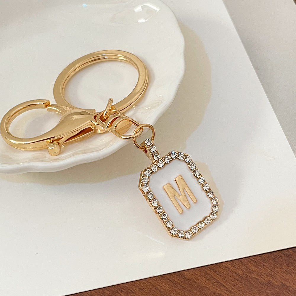 Wholesale 26 Letters Diamond-drip Oil Key Chain