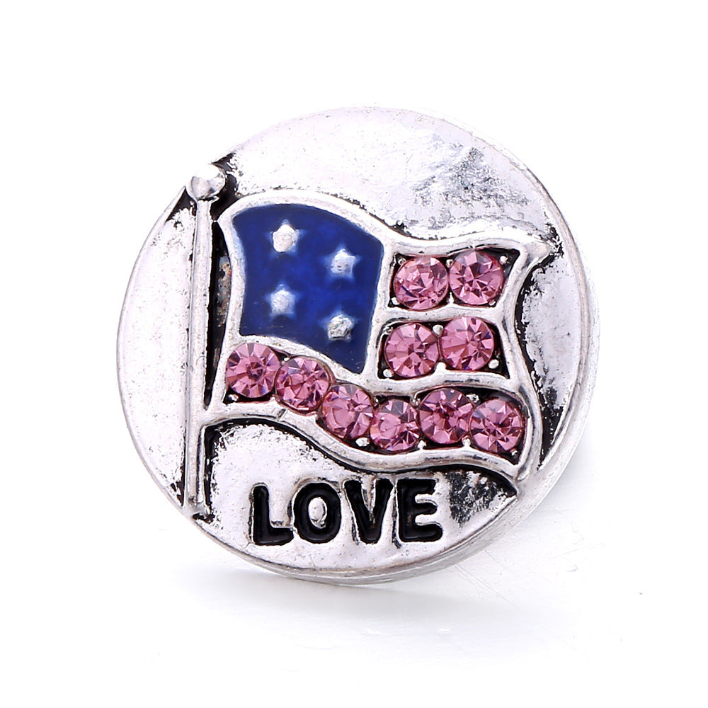 Wholesale DIY Snap Charm Alloy Flag Style 18mm Noosa Button Pendant Buckle