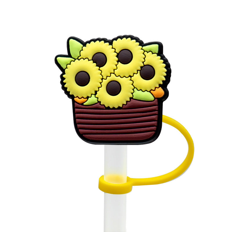 Wholesale 8-10mm 10PCS/PACK Plant and Fruit Silicone Dustproof Straw Caps