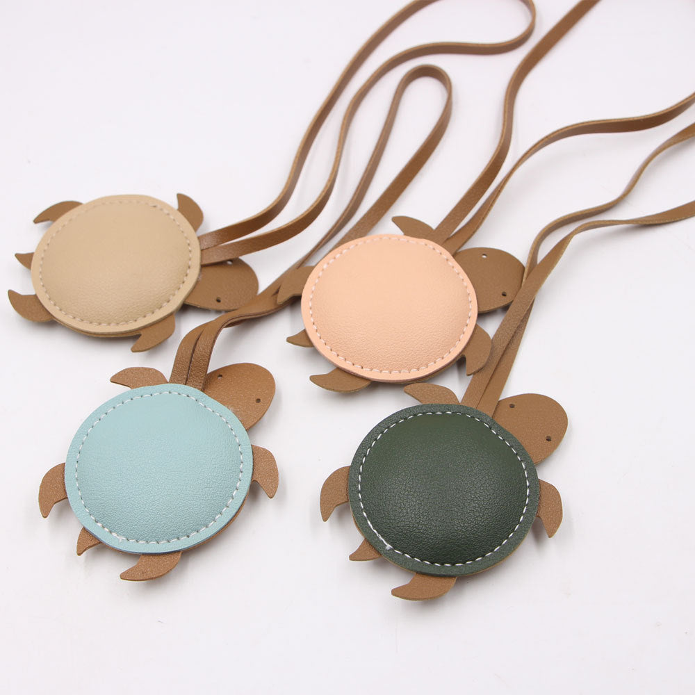 Wholesale Dark Green Stuffed Turtle Bag Charm Lanyard Artificial Leather Fashion Accessory
