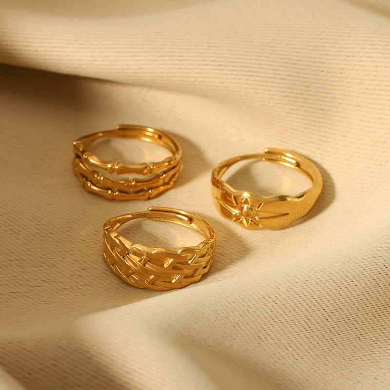 Wholesale 18K Gold Stainless Steel Adjustable Ring