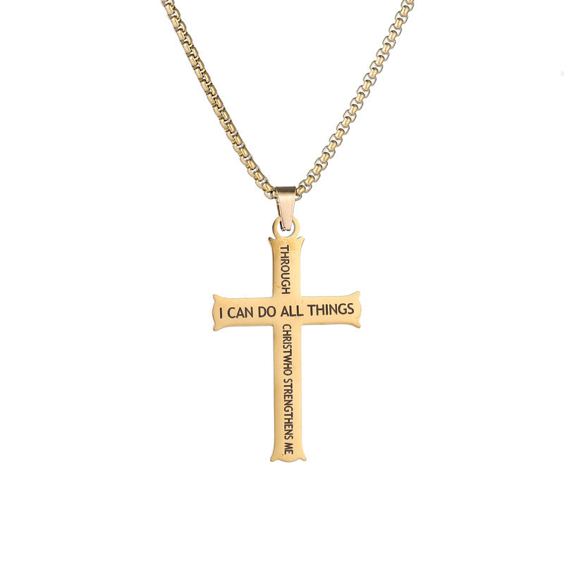 Wholesale Cross letter pendant stainless steel necklace