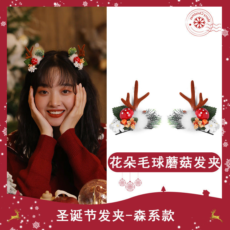 Wholesale Christmas Cute Antler Elk Glowing Plastic Hairpins