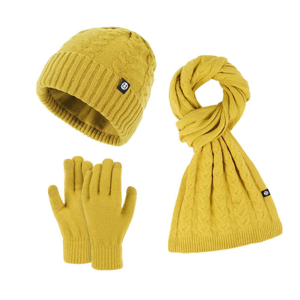 Wholesale Adult Warm Knitted Hat Scarf Gloves Three-piece Set