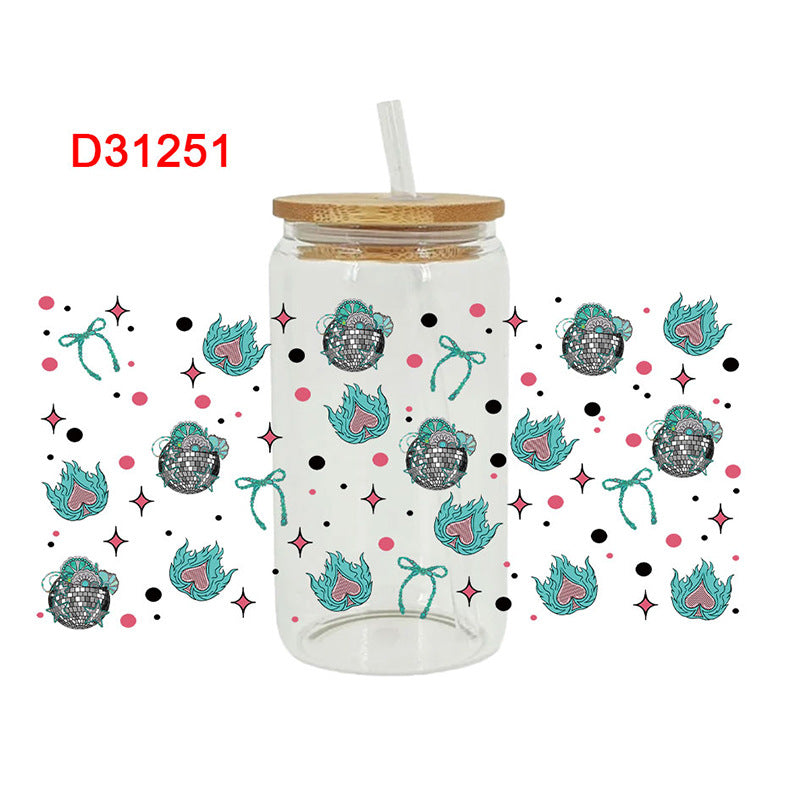 Wholesale Black and white billiards  16oz Cup UV DTF Wraps