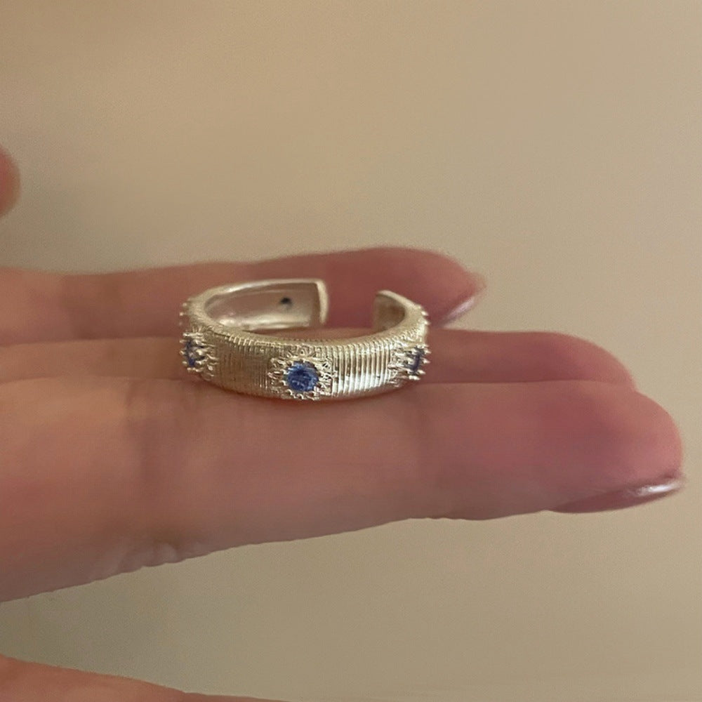 Wholesale Middle Ages Brushed 925 Sterling Silver Light Luxury High-end Gold Rings