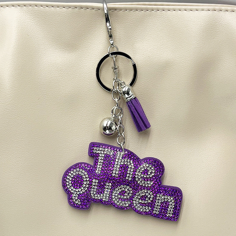 Wholesale Hot-fix rhinestone The Queen keychain bag charm accessory