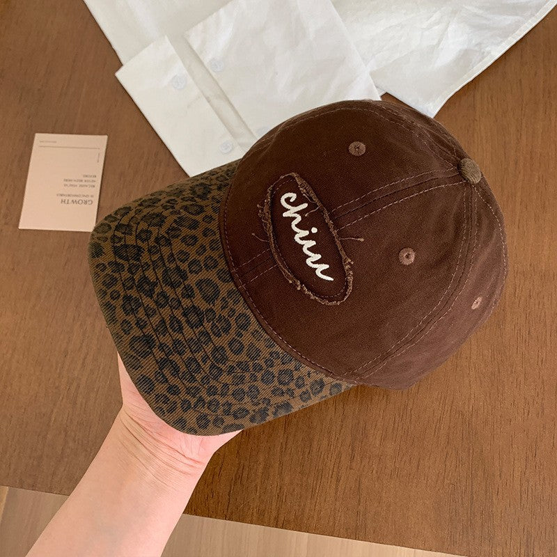 Wholesale Retro Leopard Print Distressed Baseball Cap Children's Spring and Summer Sanding Soft Top y2k Showy Face Small Spice Cap