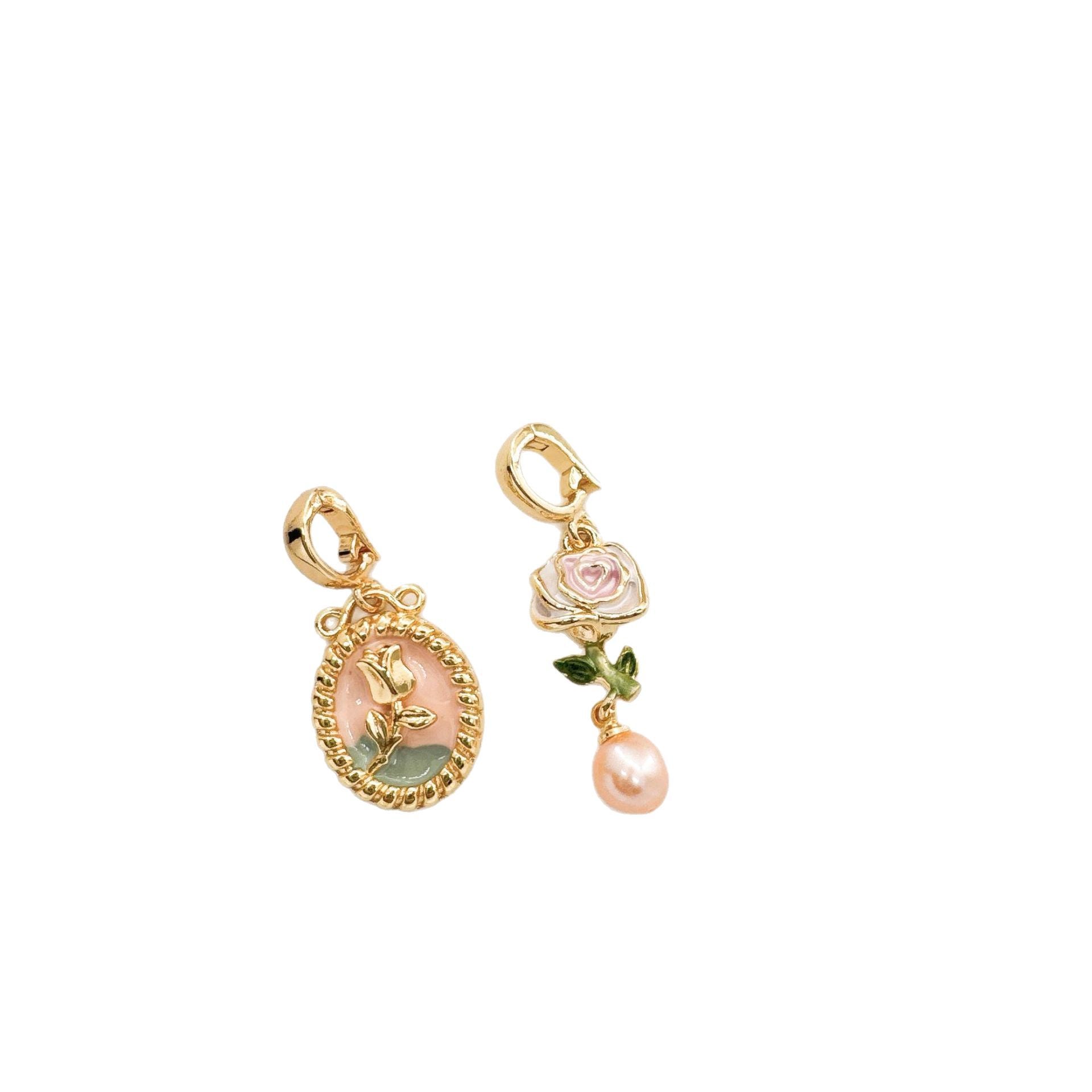 Wholesale 18K Copper Gold Plated Handmade Oil Painting Traditional Enamel Inlaid Natural Pearl Pendant