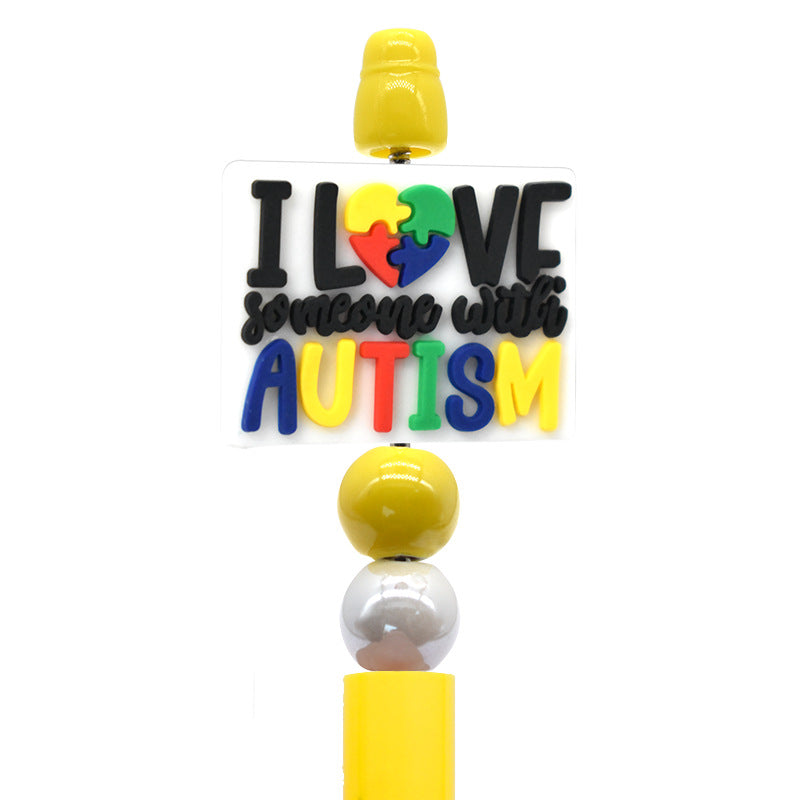 Wholesale Random  100pcs/pack  Autism Series Multicolor Beaded Pens Focus Beads