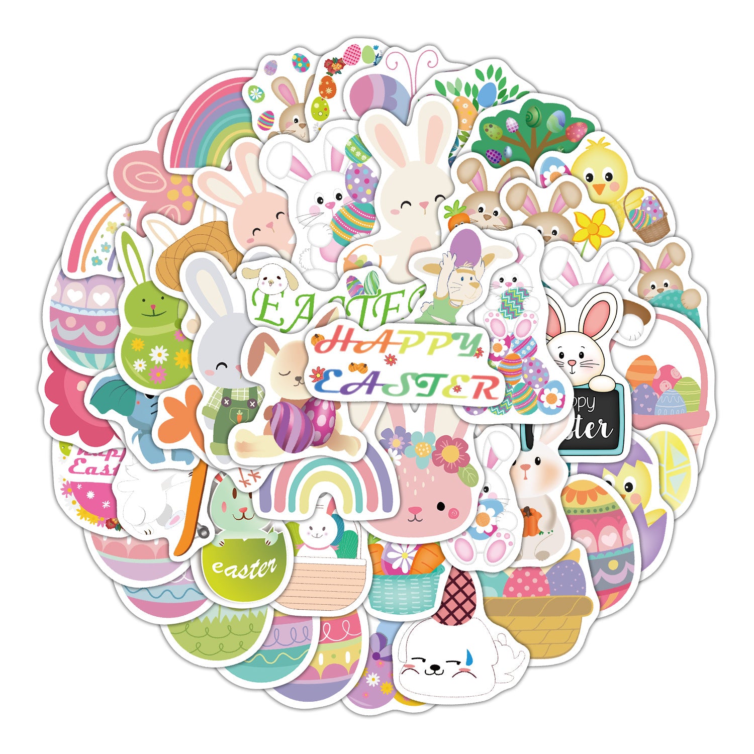 Wholesale 50pcs Easter cute rabbit Waterproof Vinyl Stickers