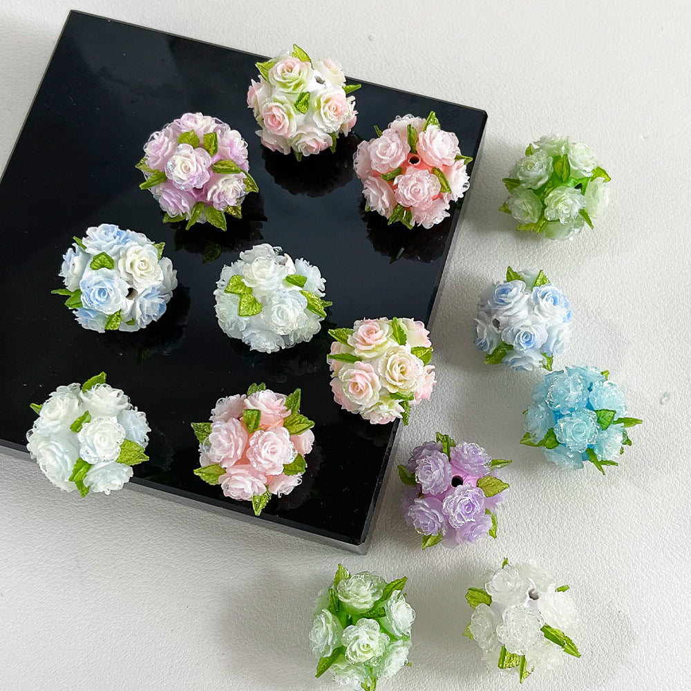 Wholesale 20pcs clay glow-in-the-dark soft rose ball beads