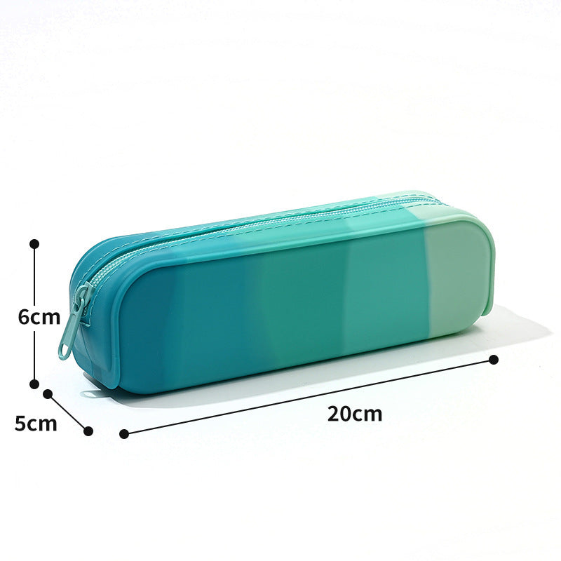 Soft Silicone Gradient Color Rectangular Silicone Pencil Case