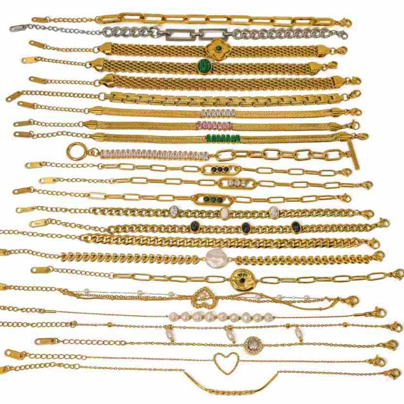 Wholesale Titanium Steel Cuban Real Gold 18K Electroplated Vintage Bracelet