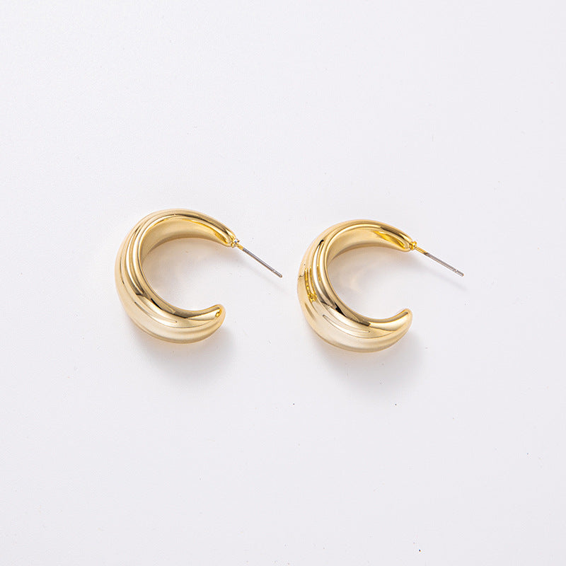 Wholesale C-shaped Electroplating Simple Plain Ring Acrylic Earrings