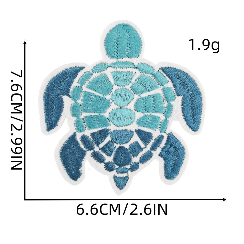 Wholesale Polyester Thread Embroidered Turtle Patch Colorful Cute Applique For Clothing Craft Supply