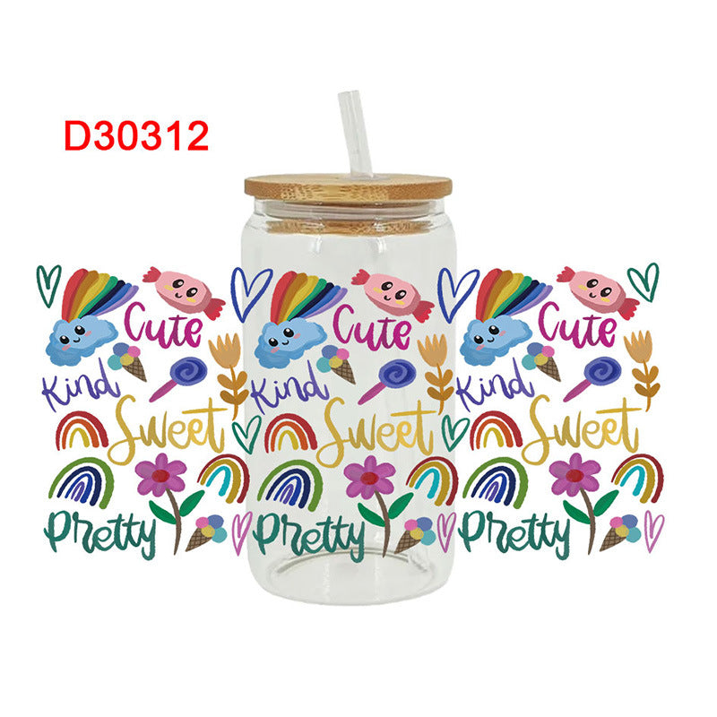 Wholesale Rainbow Cloud Cartoon for Teacher's Day 16oz Cup UV DTF Wraps