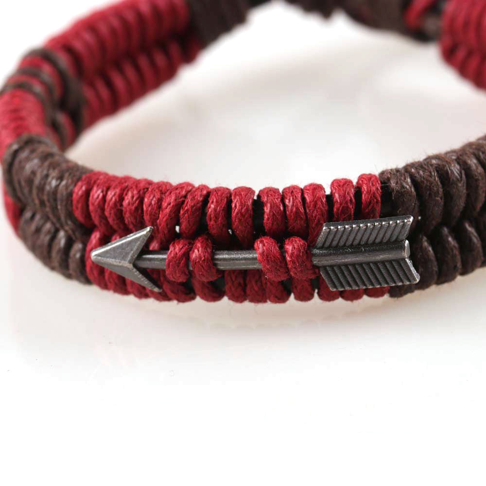 Wholesale hot-selling fashion simple arrow metal woven bracelet wax thread winding red rope bracelet jewelry ladies
