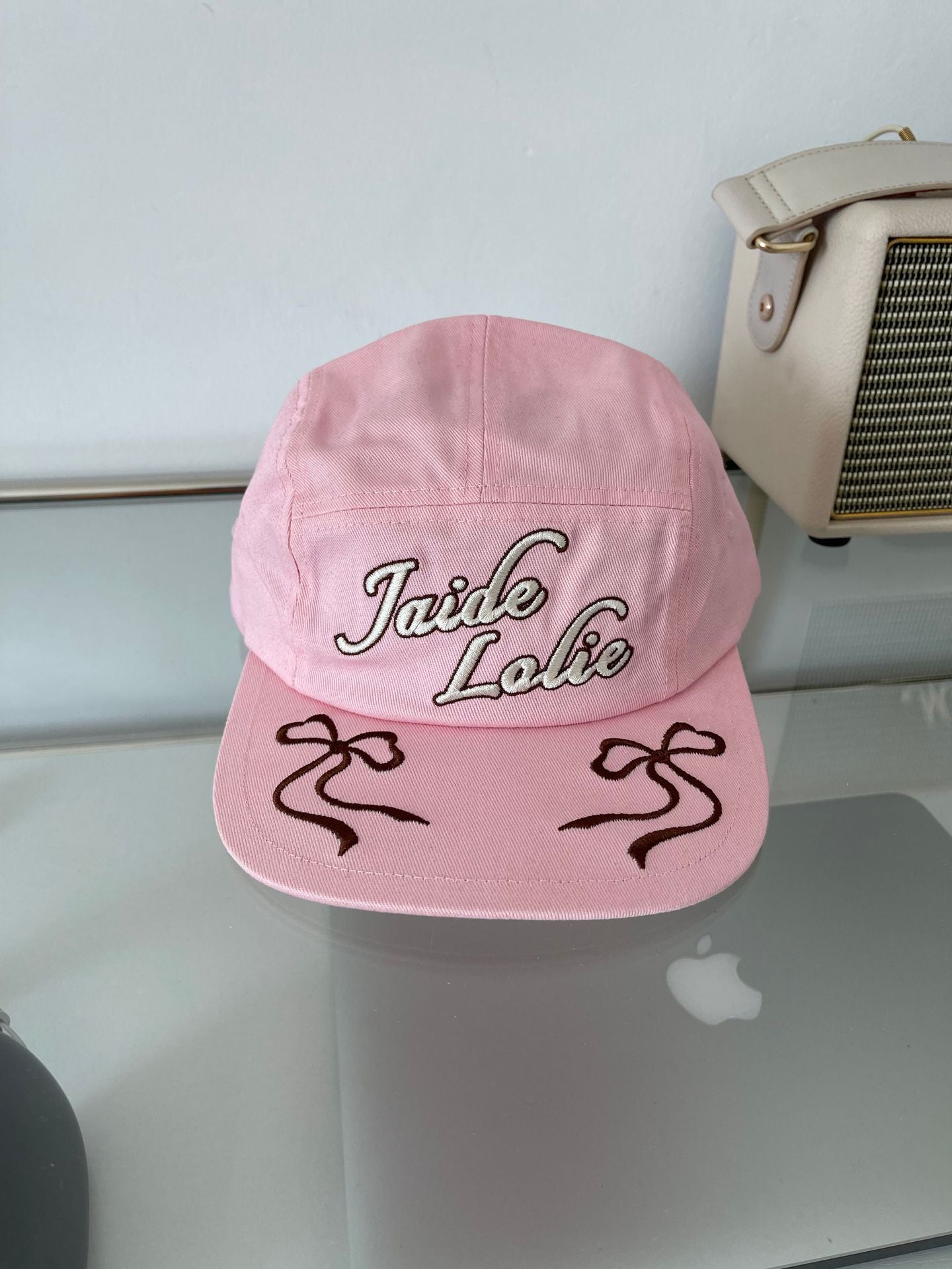 Wholesale Bow Embroidery Flat Brim Baseball Cap