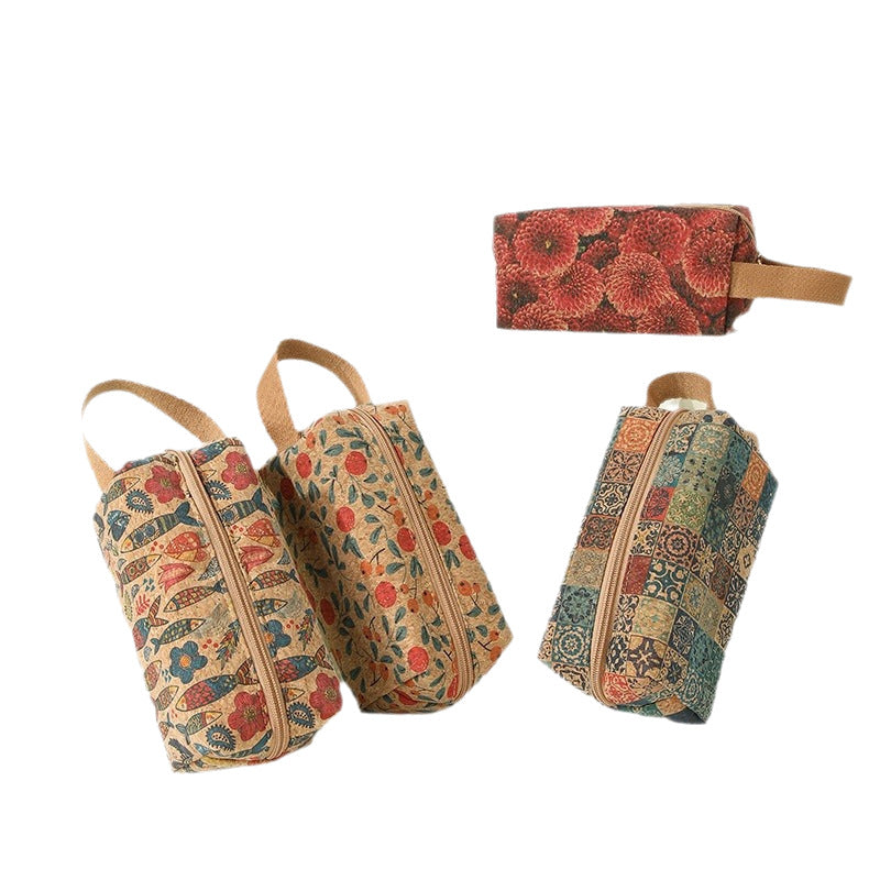 Retro portable large-capacity cosmetic bag