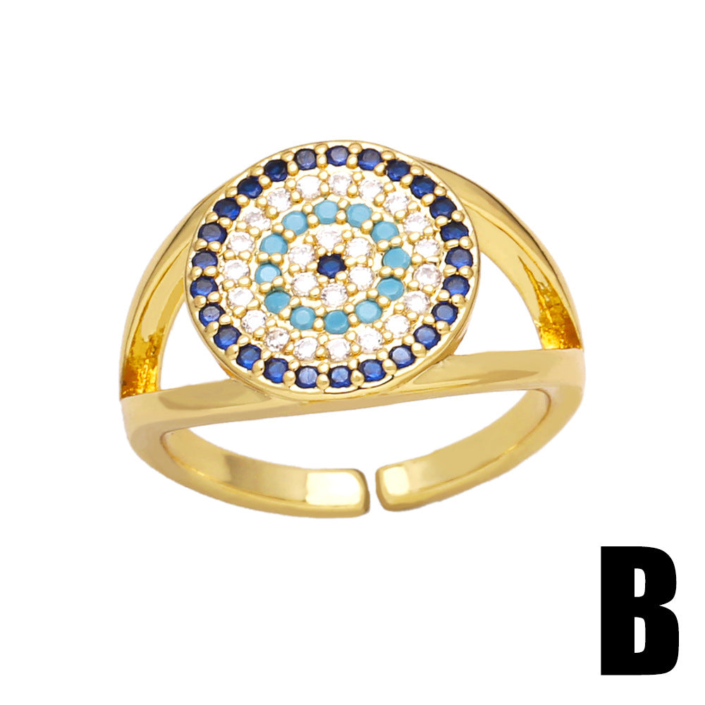 Wholesale Copper Plated 18K Gold Devil's Eye Opening Butterfly Ring