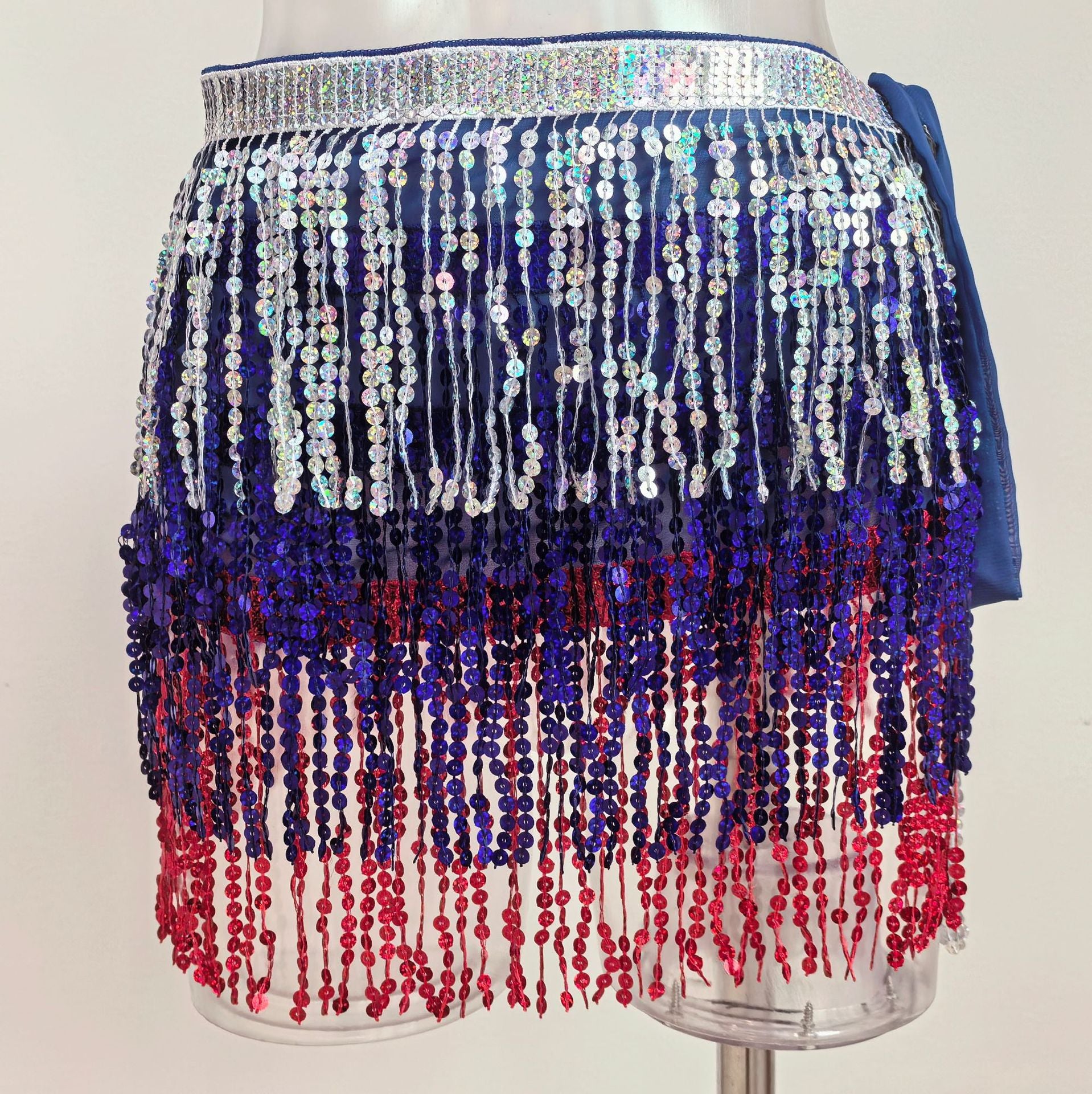 Wholesale Sequined tassel hip scarf with sequined waist chain